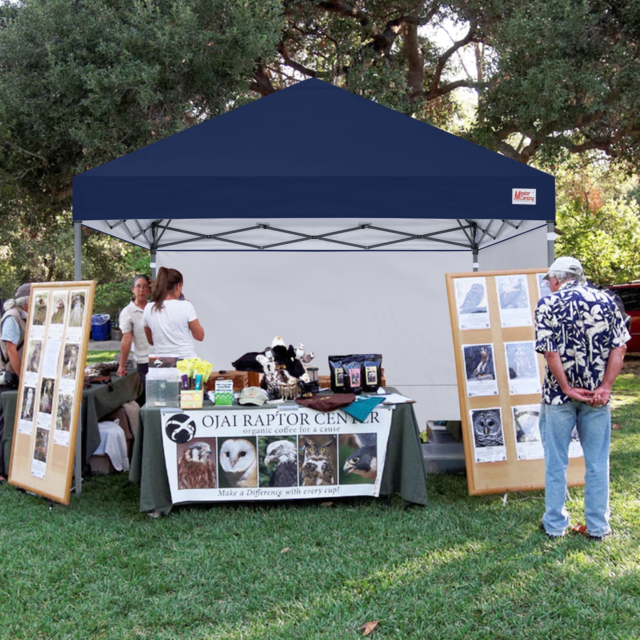 MASTERCANOPY 10 x 10ft Pop-up Canopy Tent with 2 Detachable Side Shades, White