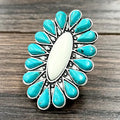 Turquoise/White Adjustable Ring