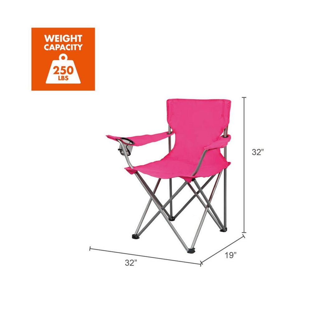 Ozark Trail Quad Folding Camp Chair with Cup Holder, Black