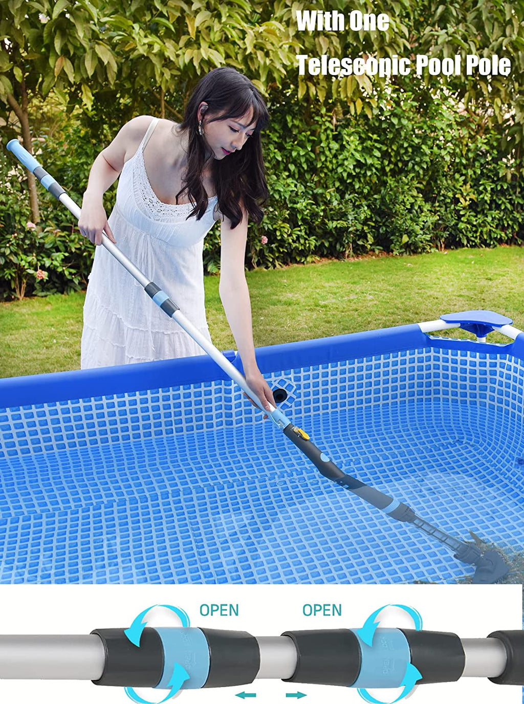 Efurden Cordless Pool Vacuum, Handheld Pool Vacuum with Running Time up to 60-Minutes for Small Above Ground Pools, Hot Tubs and Spas (Green)
