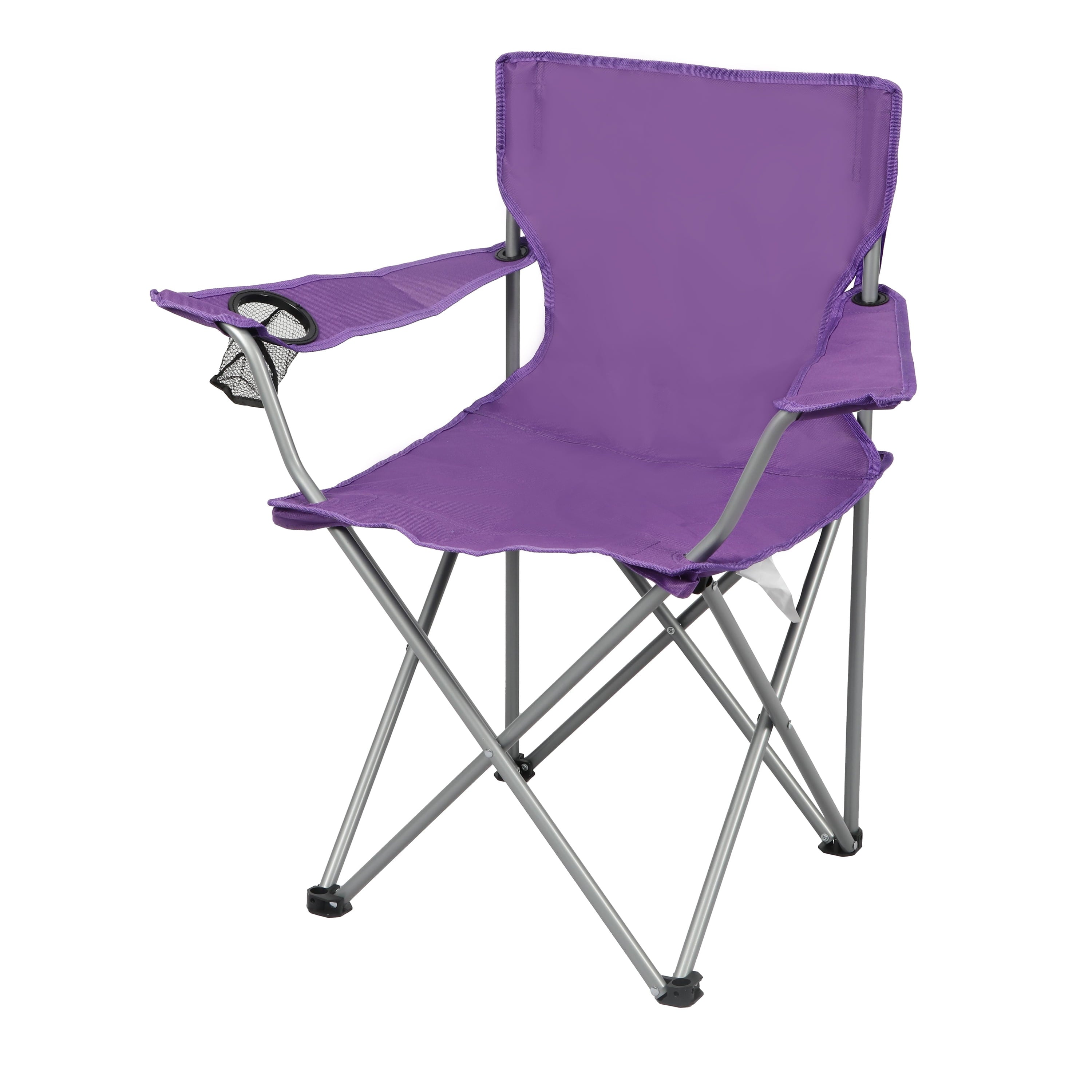 Ozark Trail Quad Folding Camp Chair with Cup Holder, Black