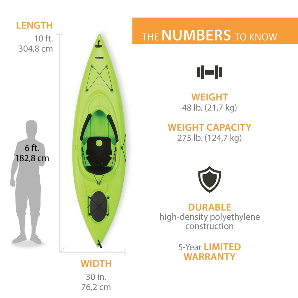 Lifetime Guster 10 ft Sit-Inside Kayak with Paddle, Emerald Fusion (91354)