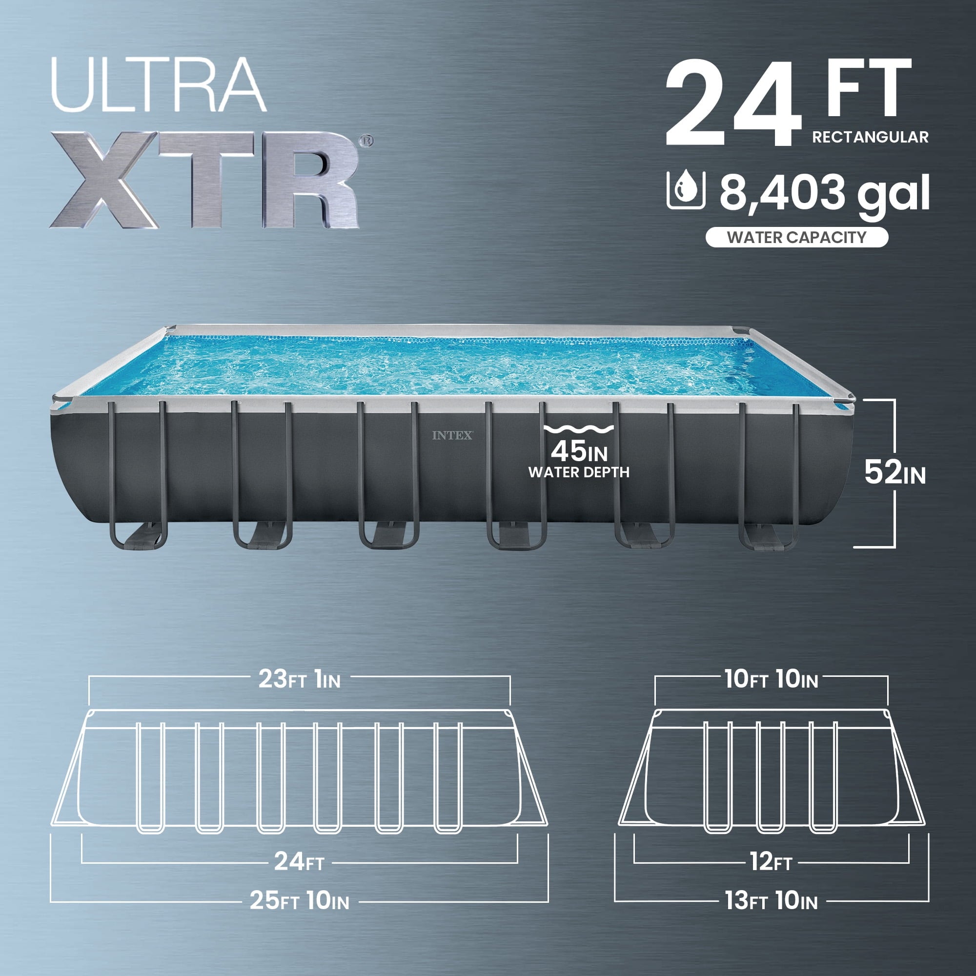 Intex 18Ft x 52In Ultra XTR Rectangular Frame Swimming Pool Kit with Canopy