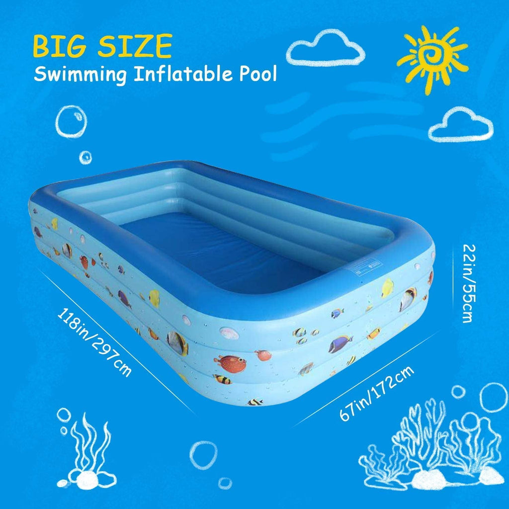 GVDV Inflatable Pool, Durable Thickened Blow up Kiddie Pool for Kids, Toddlers and Adults, BPA-Free Family Swimming Pool, 6.9 x 5 x 1.8 ft, Blue