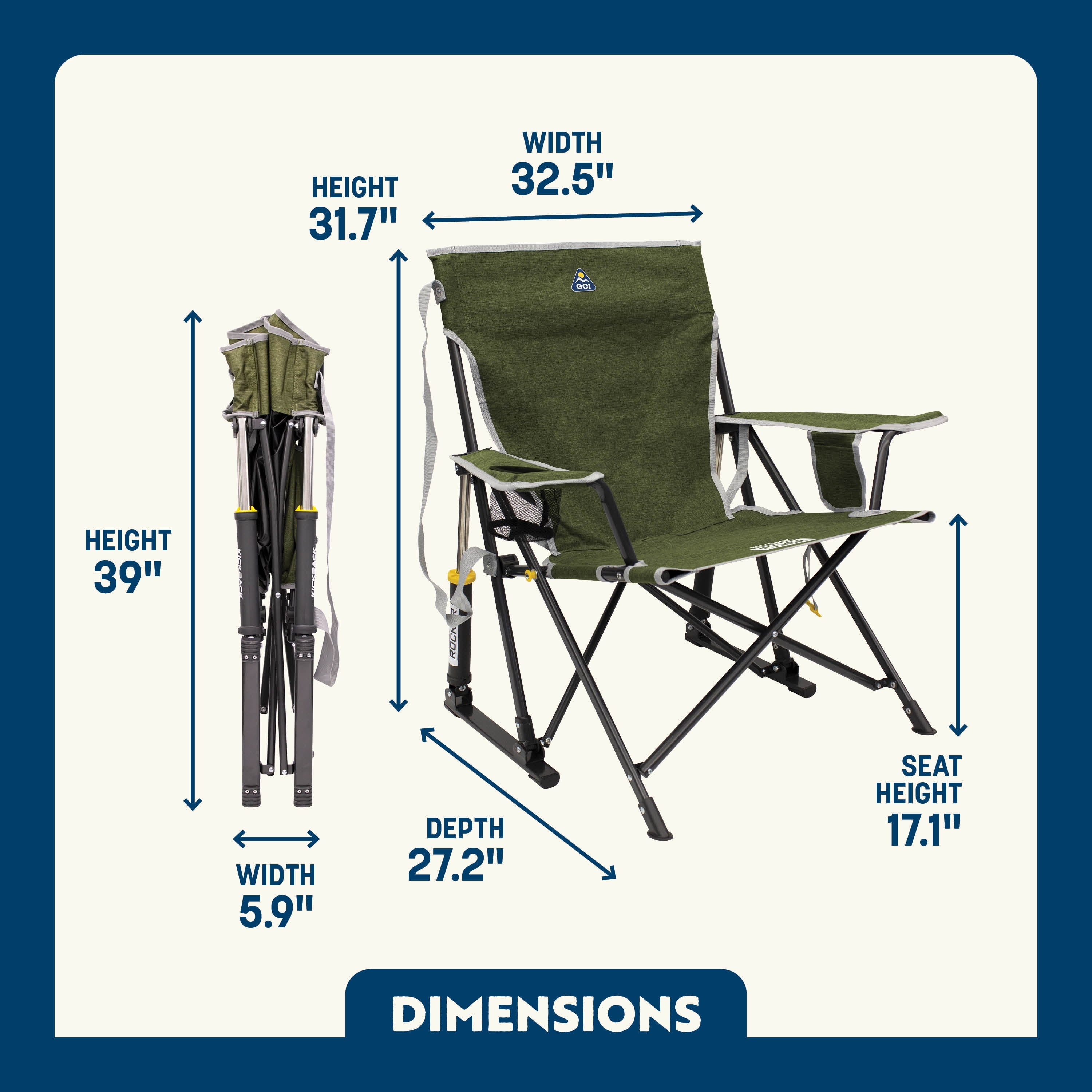 GCI Outdoor Kickback Rocker Low Profile Rocking Camp Chair, Summer Floral