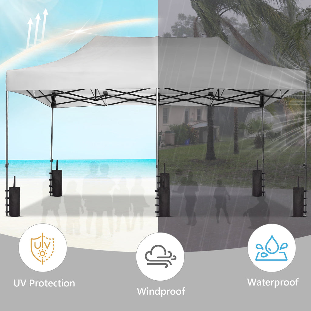 Ainfox 5-Piece Sidewalls for 10x20 Pop Up Canopy Tent, 420D Oxford PVC Waterproof Sun Shade Privacy Walls with Windows & Zippers, White