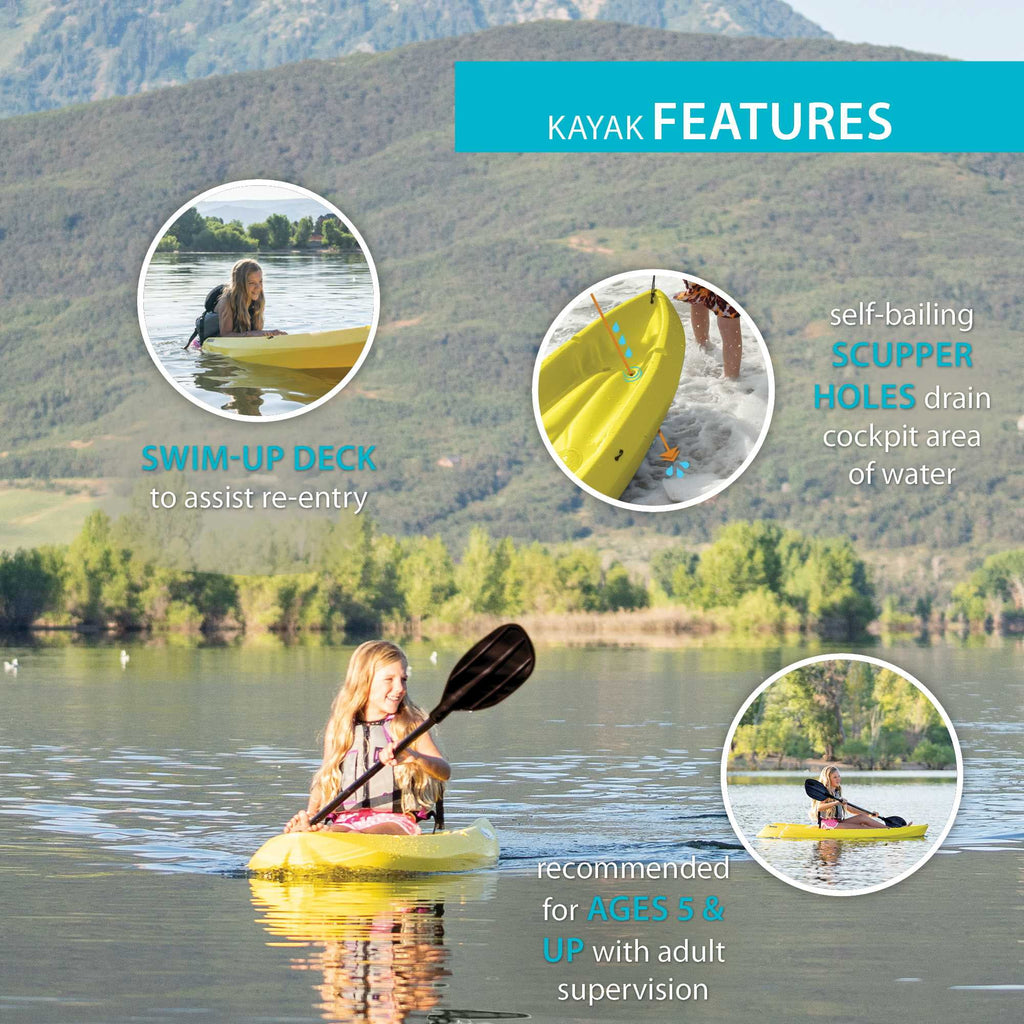 Lifetime Wave 6 ft Youth Sit-On-Top Kayak with Paddle, Fire Red (91401)