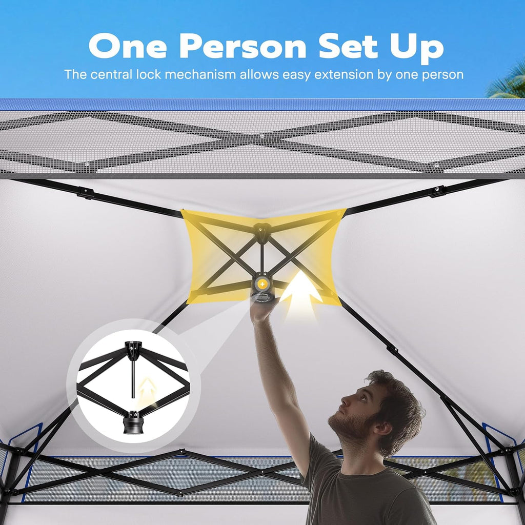 SPECSTAR 8'x8' Slant Leg Canopy Tent with Central Lock Design, Perfect for Camping, Party, Yard, and Beach Events, Beige (6x6ft Canopy Cover)