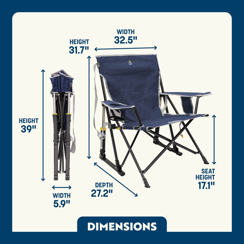 GCI Outdoor Kickback Rocker Low Profile Rocking Camp Chair, Summer Floral