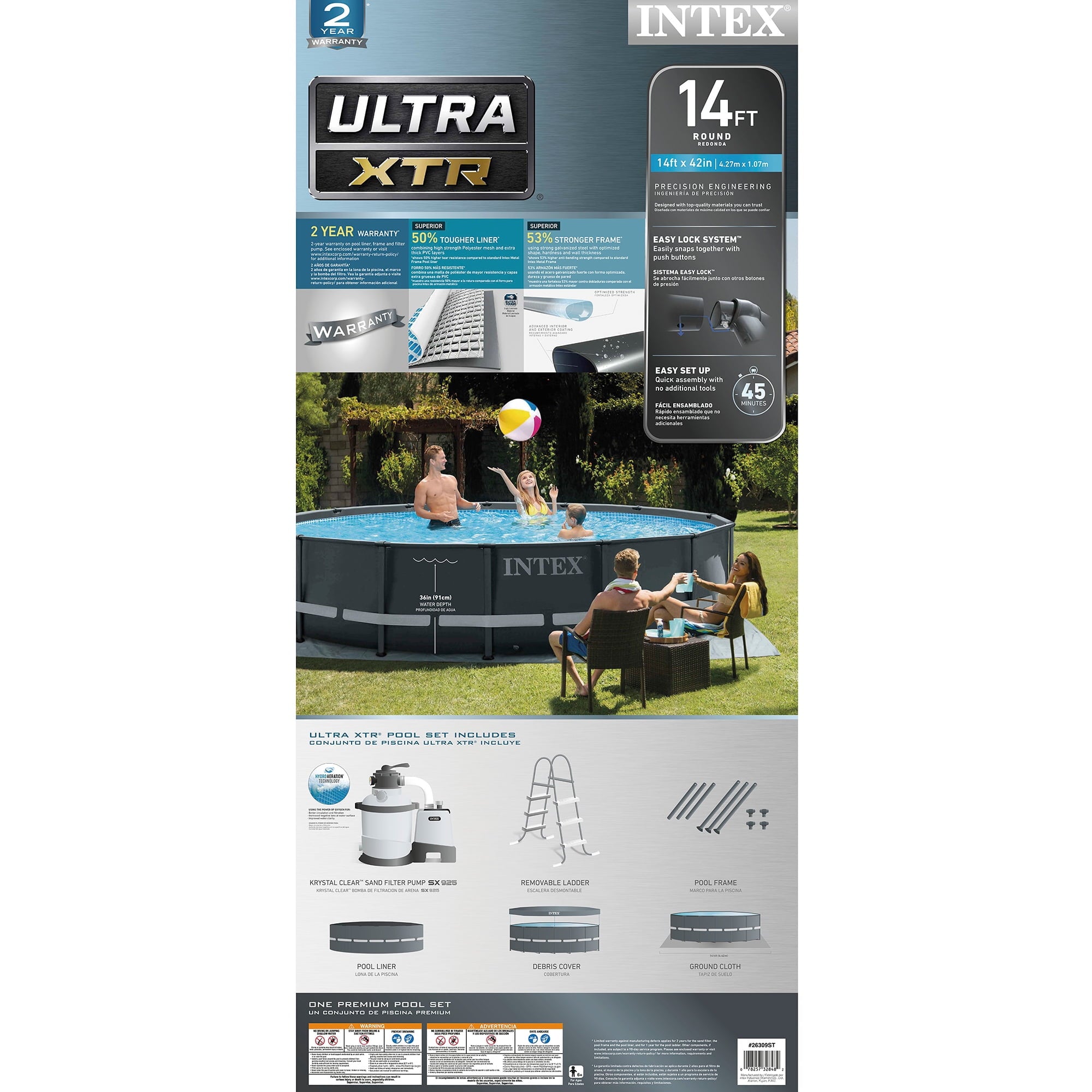 INTEX Ultra XTR 14ft x 42in Above Ground Swimming Pool Set w/ Filter Pump