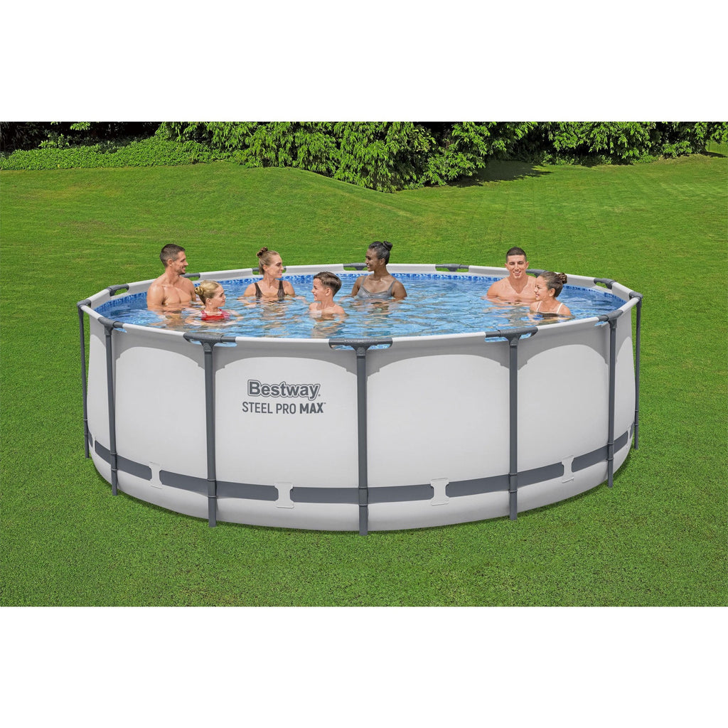 Bestway Steel Pro MAX 15'x42 Metal Frame Above Ground Pool Set w/ Pump, Ladder, & Cover